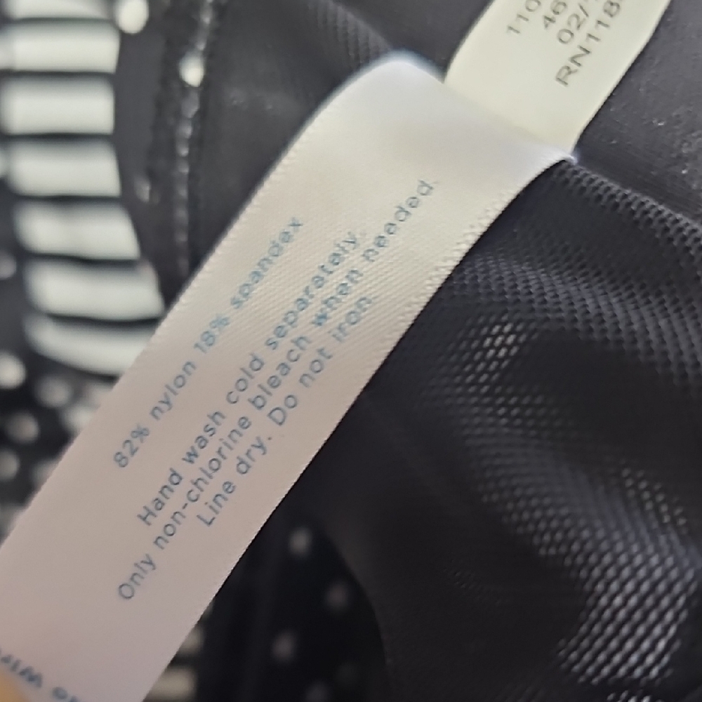 Cacique Black & White Polka Dot Romper with Striped Trim Swim Suit (A) - Picture 7 of 7